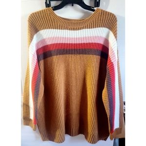 Oversized Thick Knit Color Block Striped Sweater 3x plus size
